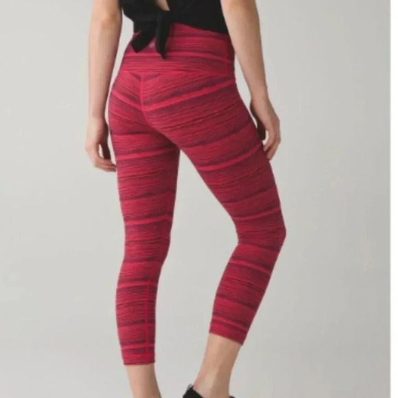 Lululemon Wunder Under Crop Boom Juice Stripe Sz 2 - Picture 2 of 5